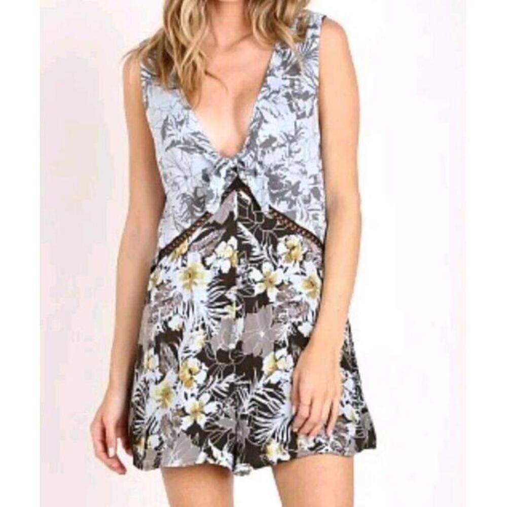 Free People Patchwork‎ Romper Medium Urban Outfitters Pockets